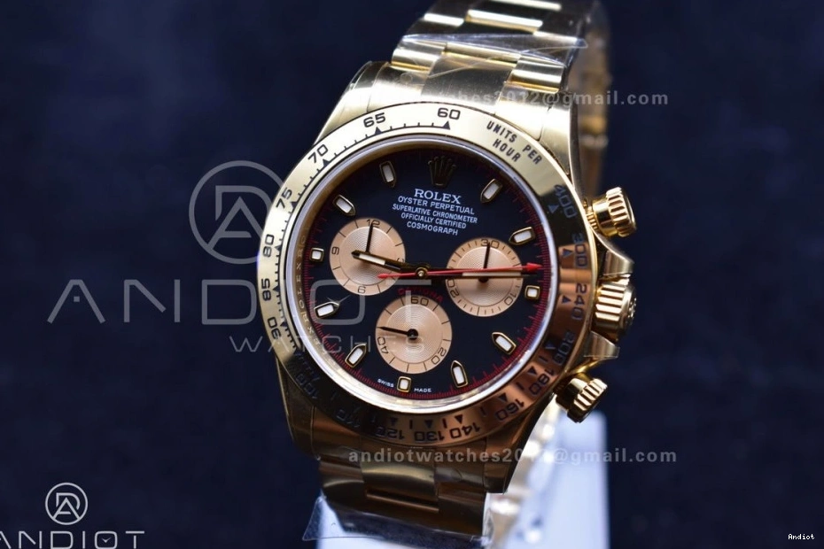 Best 1:1 Black Markers Clean 116505 Bracelet Daytona Edition V2 YG Dial SA4130 on YG 0212